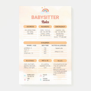 Babysitter-Geschäft   Babysitter-Informationsnotiz Post-it Klebezettel