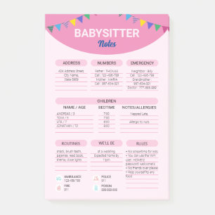 Babysitter-Geschäft   Babysitter-Informationsnotiz Post-it Klebezettel
