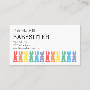Babysitter Kinderbetreuung Regenbogen Hase Silhoue Visitenkarte