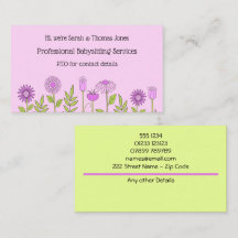Babysitter Kontakt Floral Business Card