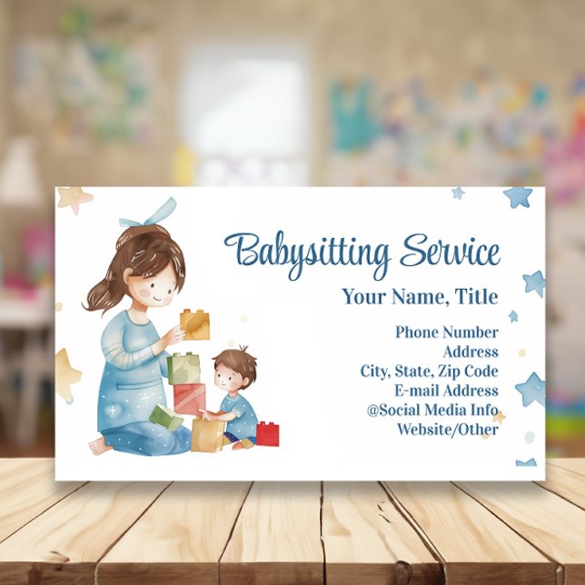 Babysitter Nanny Childcare Wasserfarbenspiel Visitenkarte (babysitter nanny babysitting business card)
