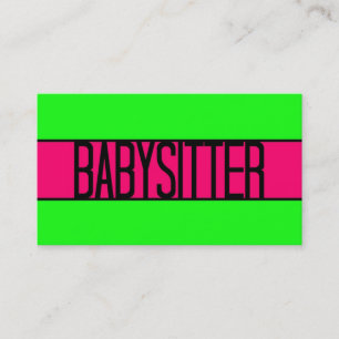 Babysitter Neon Green und Hot Pink Business Card Visitenkarte