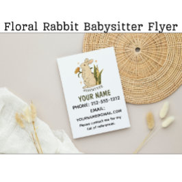 Babysitter Niedlich Floral Bunny Baby Services Flyer