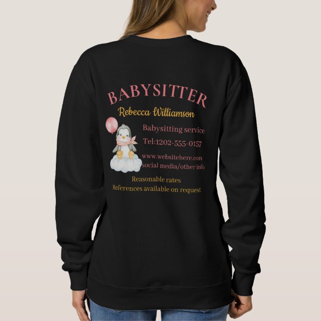 Babysitter-Niedlich-Pinguin-Geschäft Sweatshirt (Rückseite)