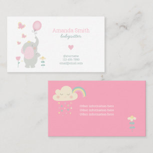 Babysitter-Niedlicher Elefant Babysitter-Service Visitenkarte
