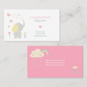 Babysitter-Niedlicher Elefant Babysitter-Service Visitenkarte
