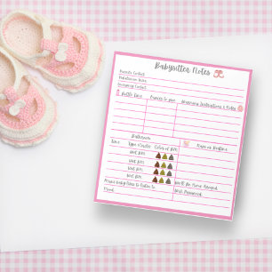 Babysitter-Notizen für neugeborenes Baby Mädchen Notizblock