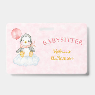 Babysitter Süßer Pinguin Namensschild fürs Geschäf Ausweis