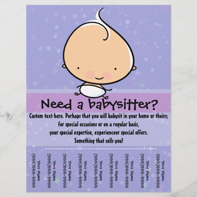 Babysitter-Werbeabriss-Flugblatt Flyer (Vorne)
