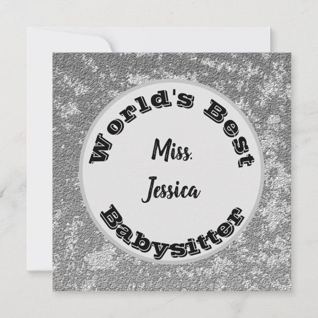 Babysitter Wertschätzung Marbled Silver Vielen Dan (Vorderseite)