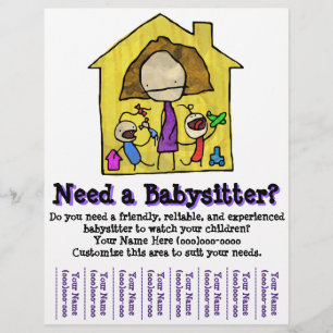 Babysitting. Babysitter Kinderbetreuung. Vorlage Flyer