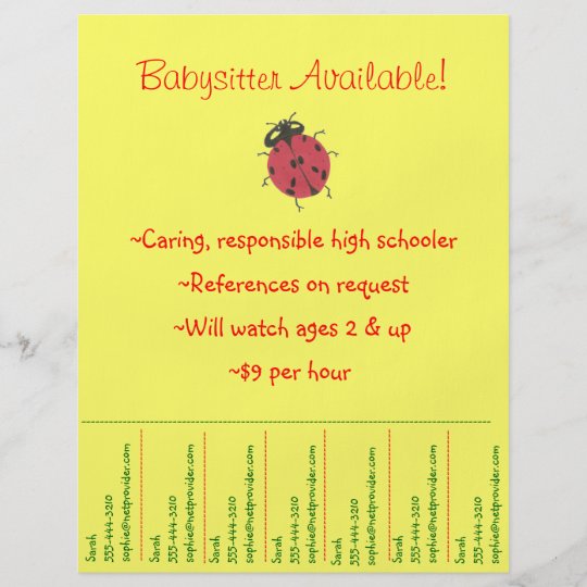 Babysitting Flyer Marienkafer Zazzle At