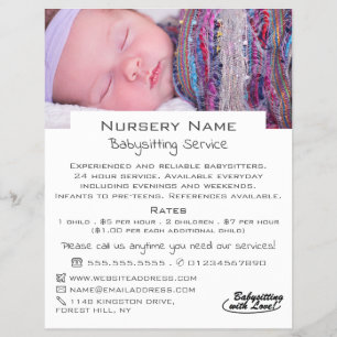 Babysitting, Kinderbetreuung, Kinderzimmer-Werbung Flyer