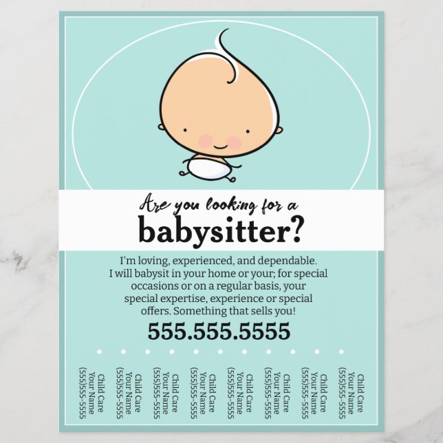 Babysitting, Tagesbetreuung, Kinderbetreuung, aqua Flyer (Vorne)