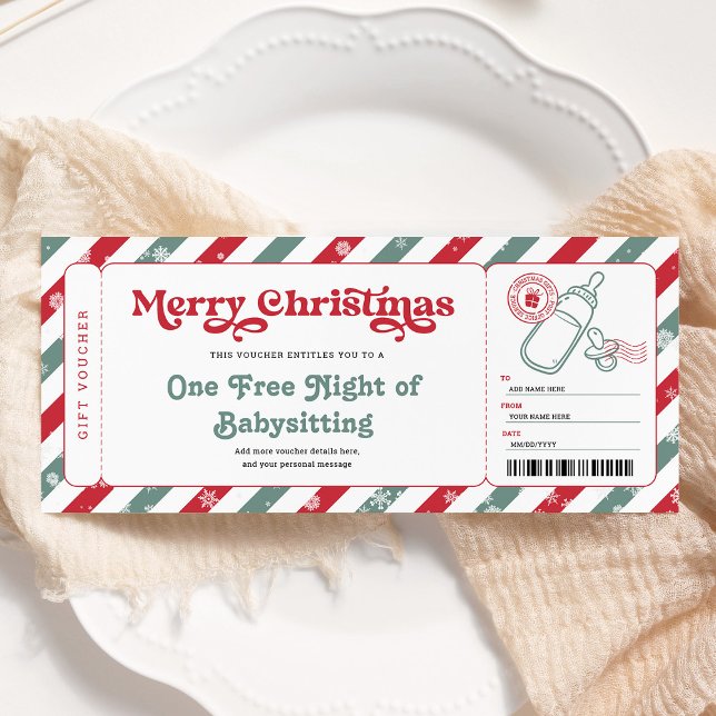 Babysitting Weihnachtsgeschenke Gutschein Ticket Einladung (Von Creator hochgeladen)