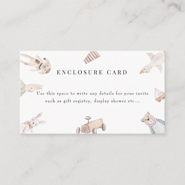 Babyspielzeug | Vintage Babydusche Begleitkarte (Vorderseite)