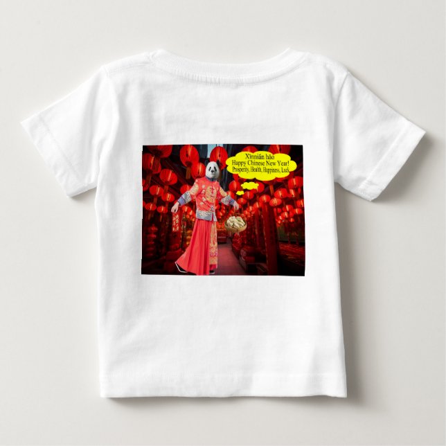 Babytee. Happy Chinese New Year. Panda/man Baby T-shirt (Rückseite)