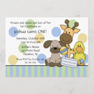 Babytiere 1. Geburtstag Party Einladung