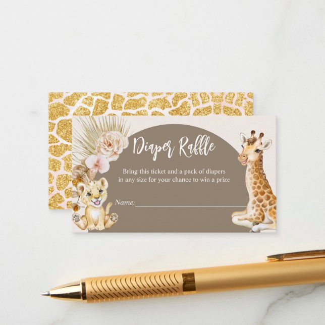 Babytiere Boho Boho Baby Dusche Windel-Gewinnspiel Begleitkarte (Vorderseite/Rückseite Beispiel)