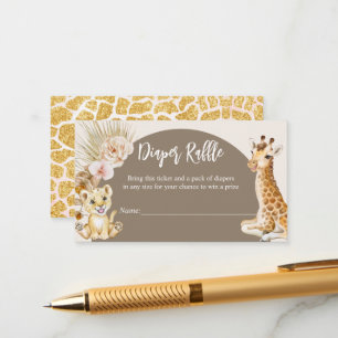 Babytiere Boho Boho Baby Dusche Windel-Gewinnspiel Begleitkarte