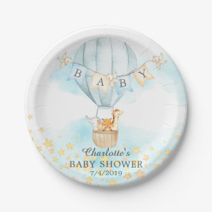 Babytiere Heißluftballon Babydusche 7" Platten Pappteller