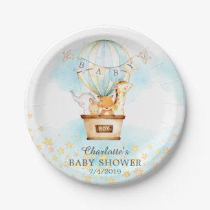 Babytiere Heißluftballon Babydusche 7" Platten Pappteller