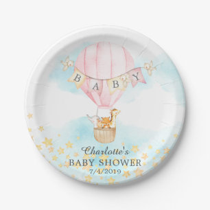 Babytiere Heißluftballon Babydusche 7" Platten Pappteller