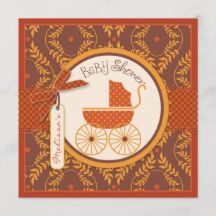 Babyträgt Herbst Damast Druckmädchen Babydusche Einladung