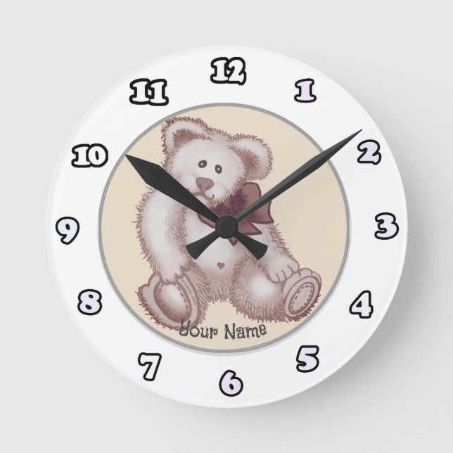 Babyuhr Teddy Bear Runde Wanduhr (Vorderseite)