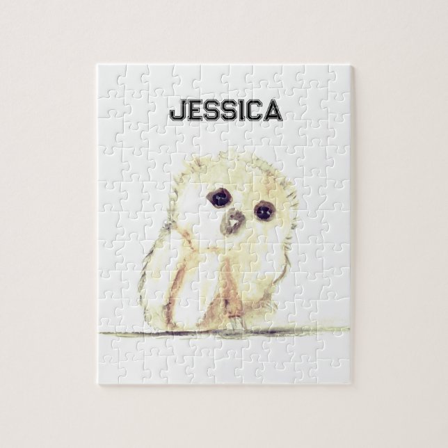 Babyuhu kleiner Vogel Tierwald Puzzle (Vertikal)