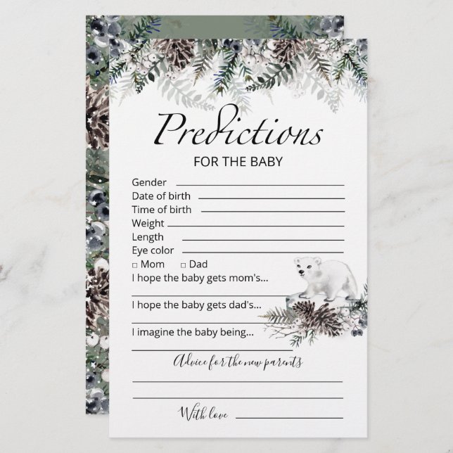 Babyvorhersage - Karte Winterbabydusche (Vorne/Hinten)