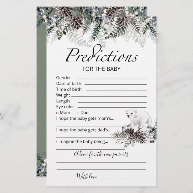 Babyvorhersage - Karte Winterbabydusche (Vorne/Hinten)