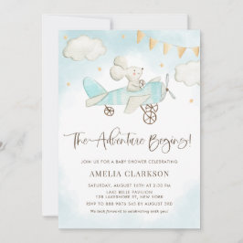 Babywaage Watercolor Airplane Blue Baby Dusche Einladung