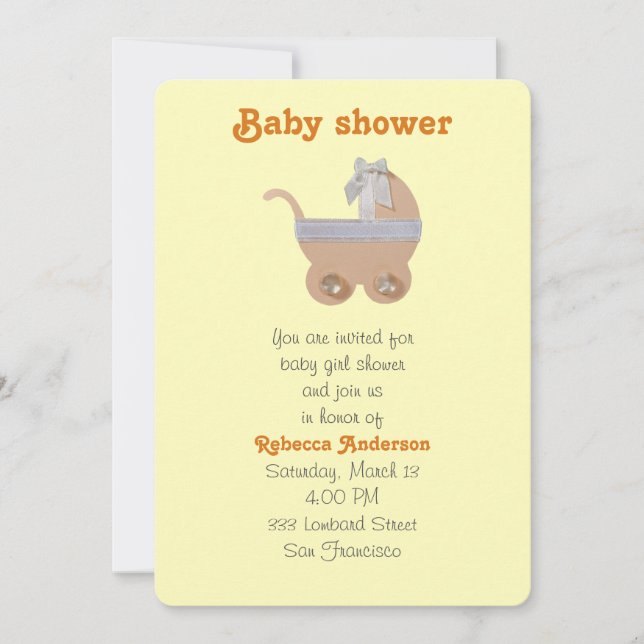 Babywagen mit Rückenlehne Kinderdusche Einladung (Vorderseite)