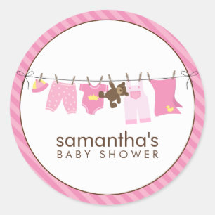 Babywäsche {pink} runder aufkleber