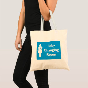 Babywechsel-Zimmer-Zeichen mit Eltern und Säugling Tragetasche