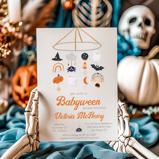 BabyWeen Halloween Ghost Mobile Baby Shower Einladung (Von Creator hochgeladen)
