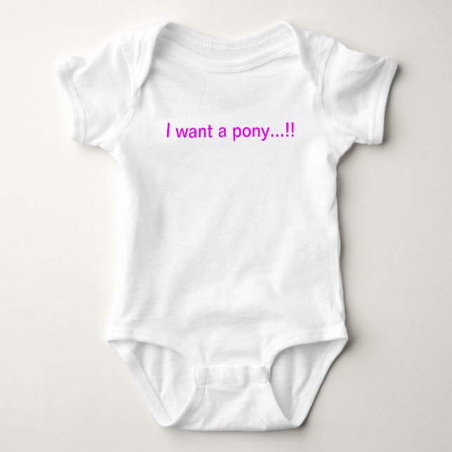 Babyweste "ich will ein Pony " Baby Strampler (Vorderseite)