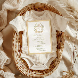 Babywiege-Wappen-Monogramm Neutrale Babyparty Einladung