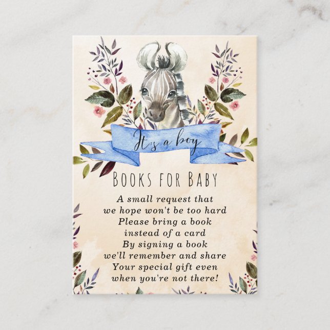 Babyzebra-Blue-Bücher für Babyanfrage Begleitkarte (Vorderseite)