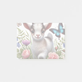 Babyziege mit bunten Schmetterlingen und Blume Post-it Klebezettel