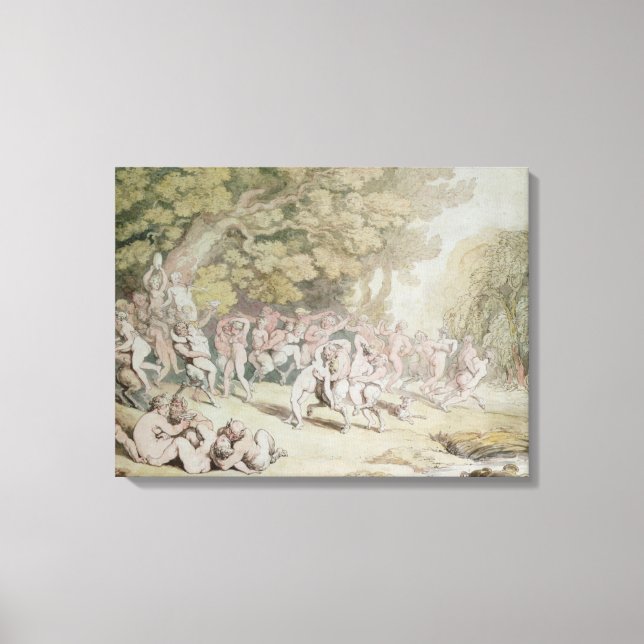 Bacchanalia (Pen, Tinte und Tupfer) Leinwanddruck (Vorderseite)