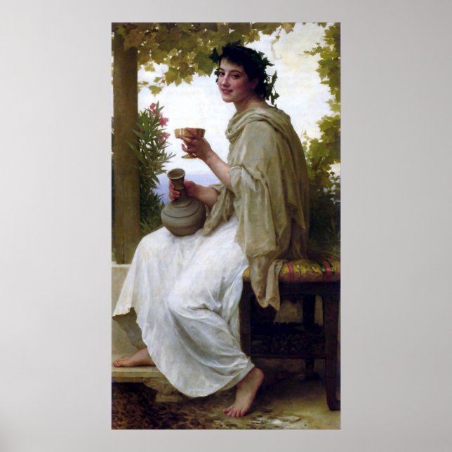 Bacchante von William-Adolphe Bouguereau Poster (Vorne)