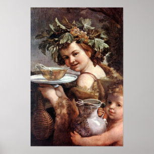 BACCHUS MIT TRAUBEN UND WEIN POSTER