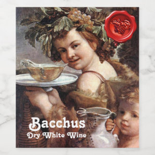 BACCHUS MIT TRAUBEN UND WEISSWEIN ROTWACHS-SIEGEL WEINETIKETT