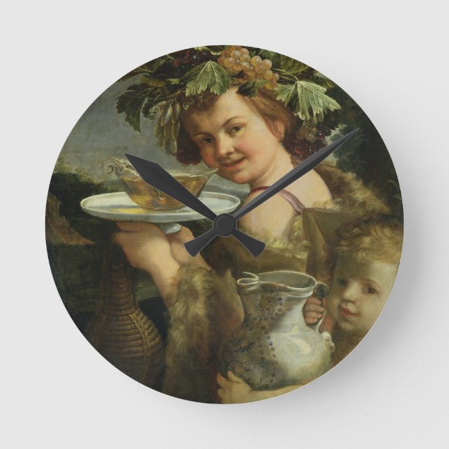 Bacchus (Öl auf Leinwand) Runde Wanduhr (Vorderseite)