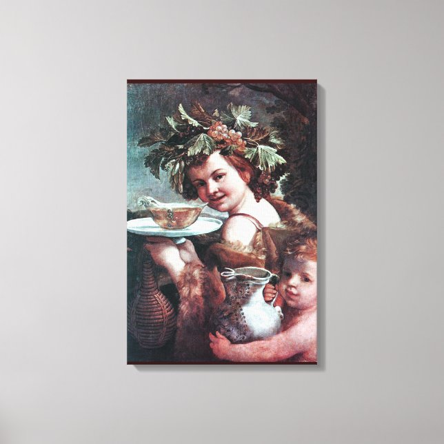 BACCHUS, TRAUBEN UND WEISSWEIN LEINWANDDRUCK (Vorderseite)