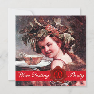 BACCHUS, WEINPROBE-PARTY ROTE WACHSVERSIEGELUNG PE EINLADUNG