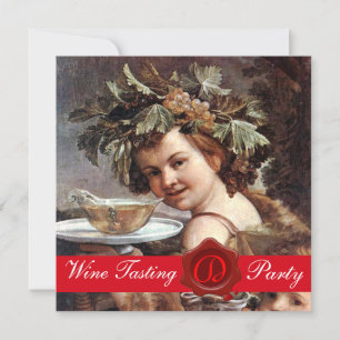 BACCHUS, WEINPROBE-PARTY ROTE WACHSVERSIEGELUNG PE EINLADUNG