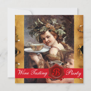 BACCHUS, WEINVERKOSTUNGSPARTY ROTE WACHSVERSIEGELU EINLADUNG